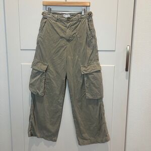 Zara Womens‎ Size 6 Khaki Crop Cargo Pants Utility Style Casual Trousers Street